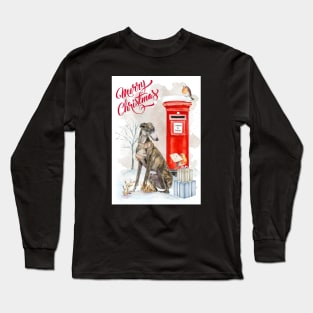 Greyhound Merry Christmas Santa Dog Long Sleeve T-Shirt